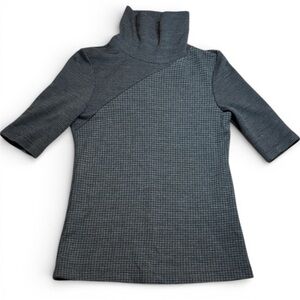 Theory Grey Wool Blend Houndstooth Turtleneck Sweater sz M